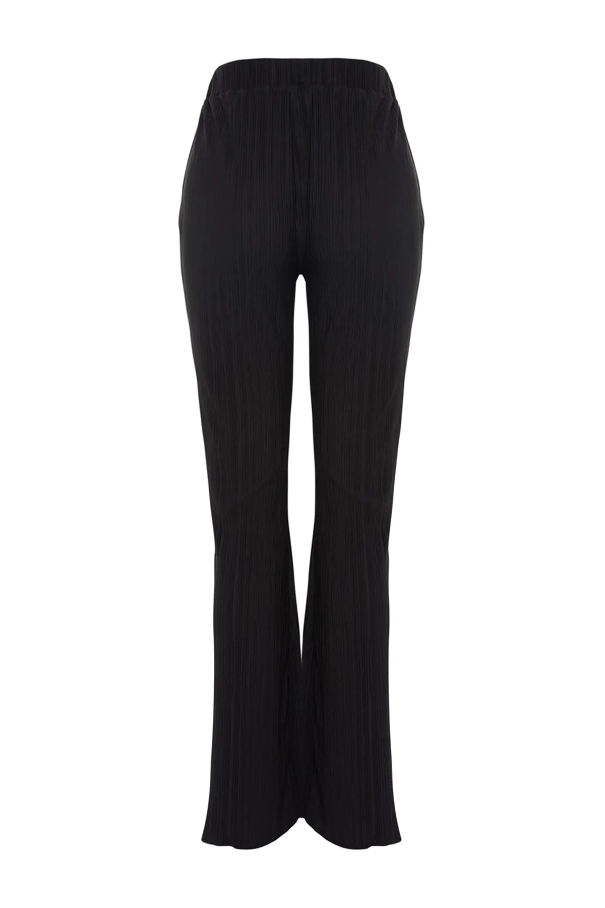 Trendyol Collection  Schwarze, plissierte Schlaghose/spanisches Bein, hohe elastische Taille, Strickhose TWOSS23PL00115