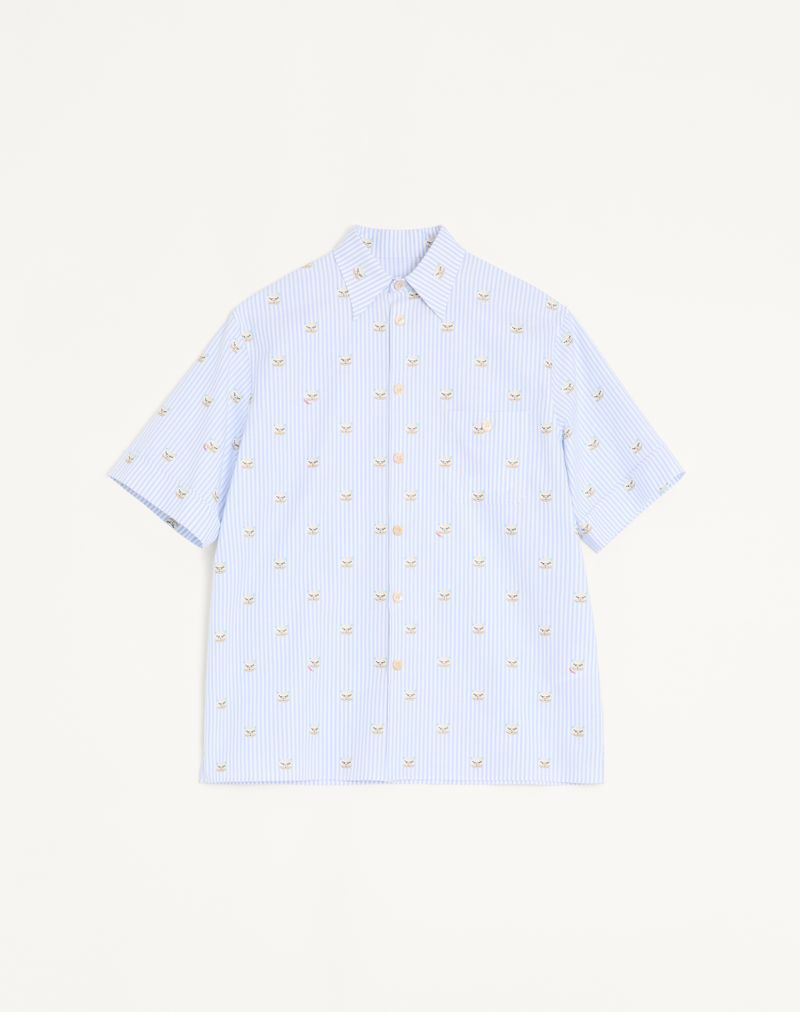 Camisa Valentino Oxford de algodão com estampa Le Chat De La Maison