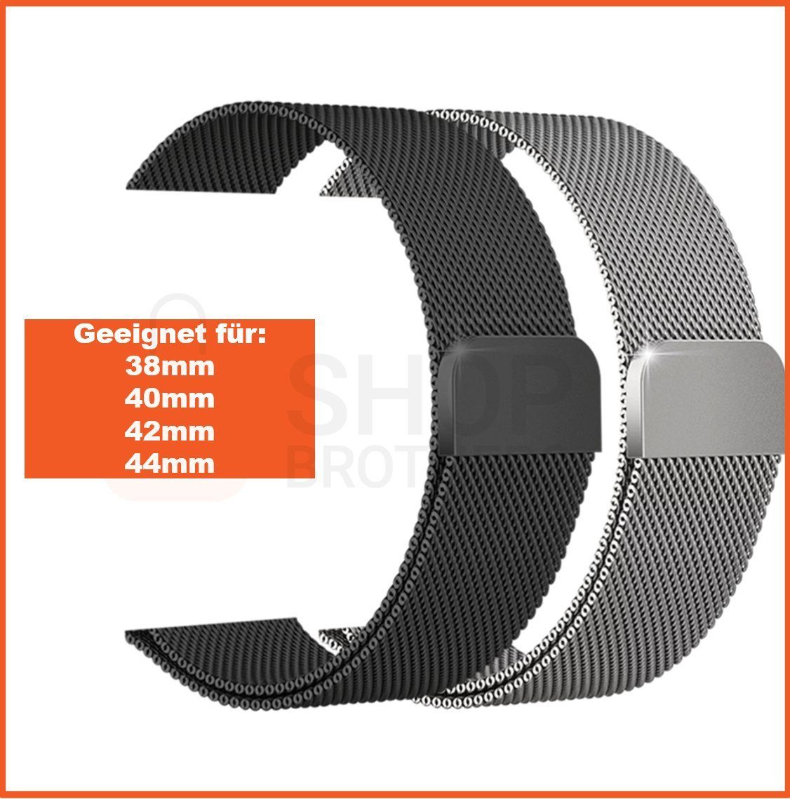Shopbrothers Smartwatch-Armband Edelstahl Milanese Magnetisch Armband Mesh Gewebe, Leicht, Magnetisch, Dünn