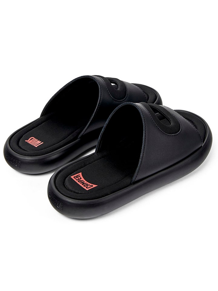 Camper Leder-Pantoletten in Schwarz günstig kaufen