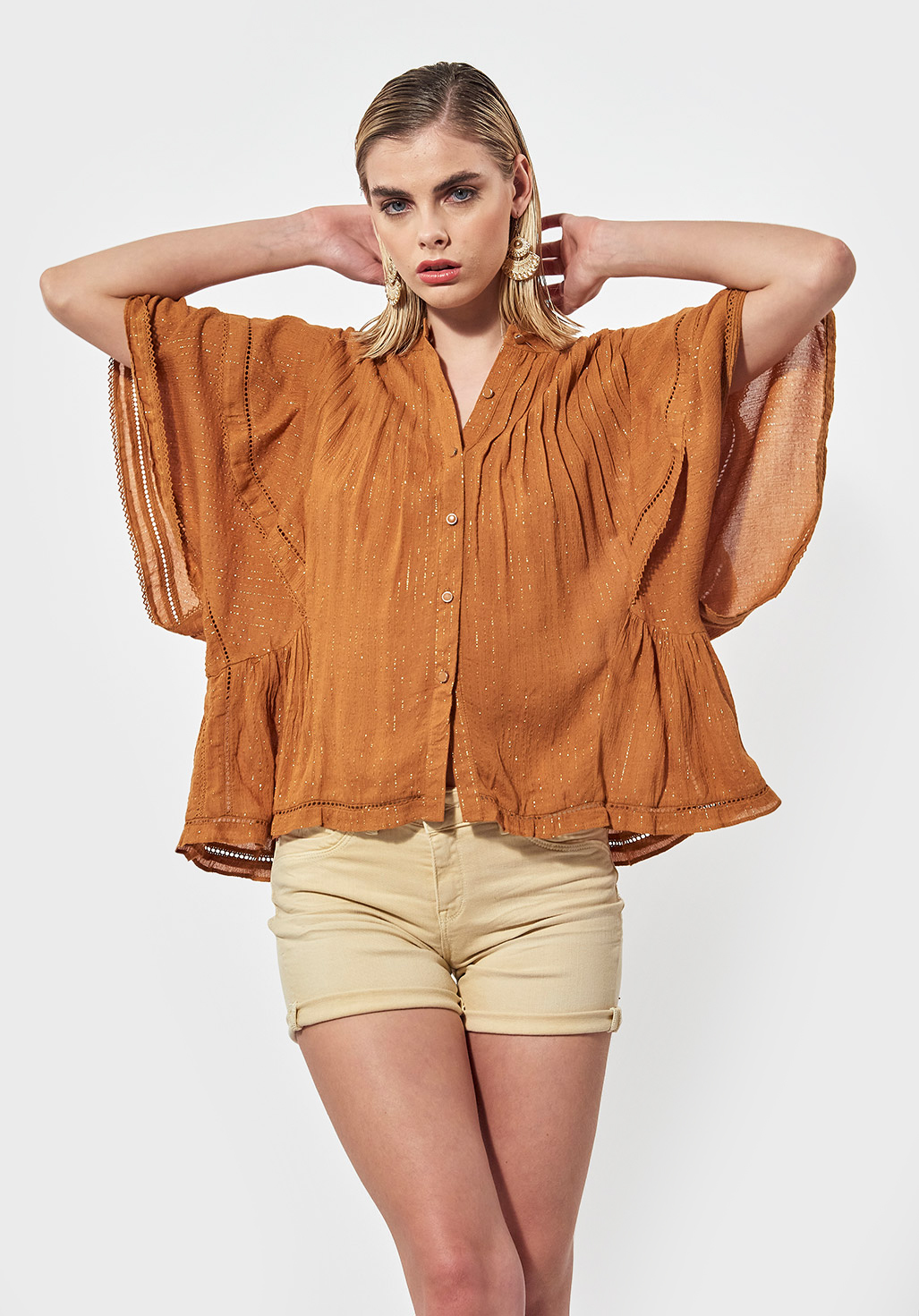 JAWAL  Blouse marron oversized Femme