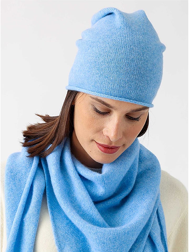 Zwillingsherz Kaschmir-Beanie in Hellblau günstig kaufen onesize