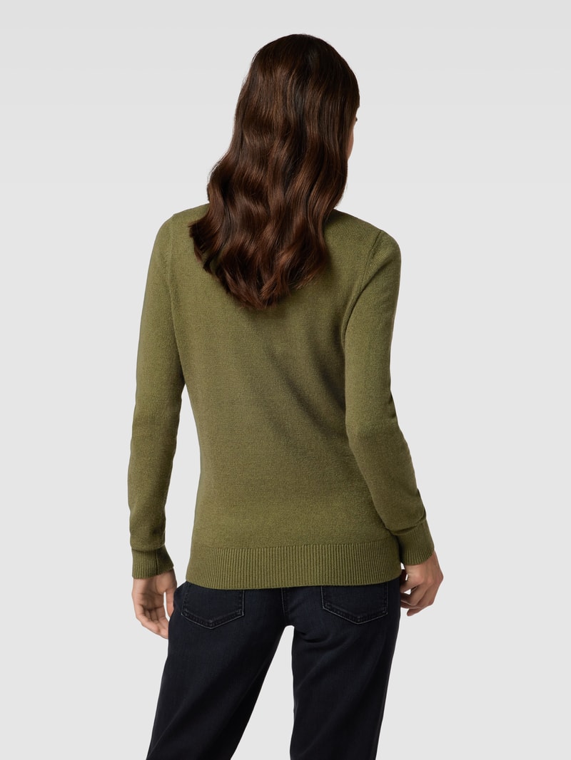 Strickpullover mit Stehkragen in khaki meliert
