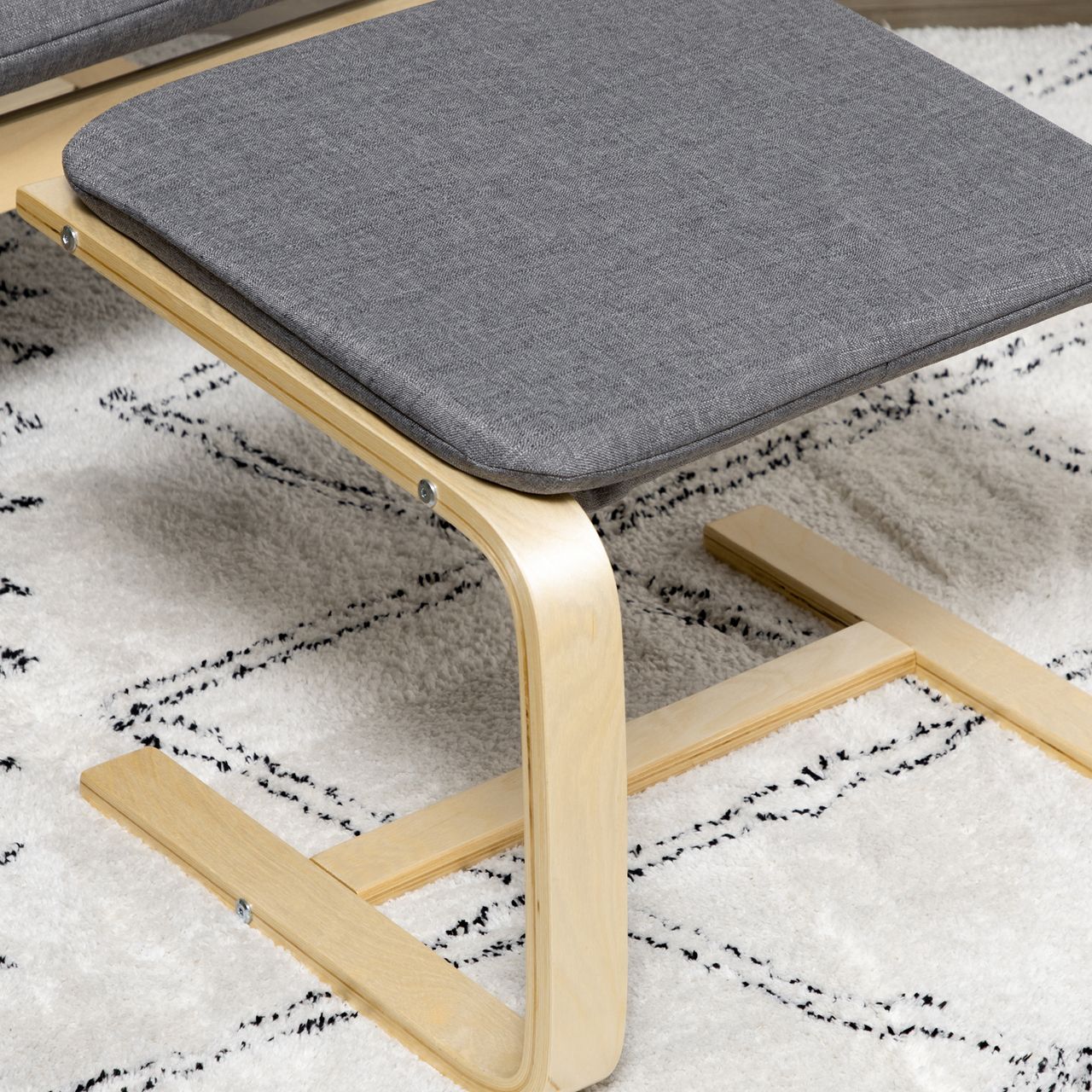 HOMCOM Relaxsessel mit Fußhocker Armlehnensessel Leinenbezug Holzgestell Braun