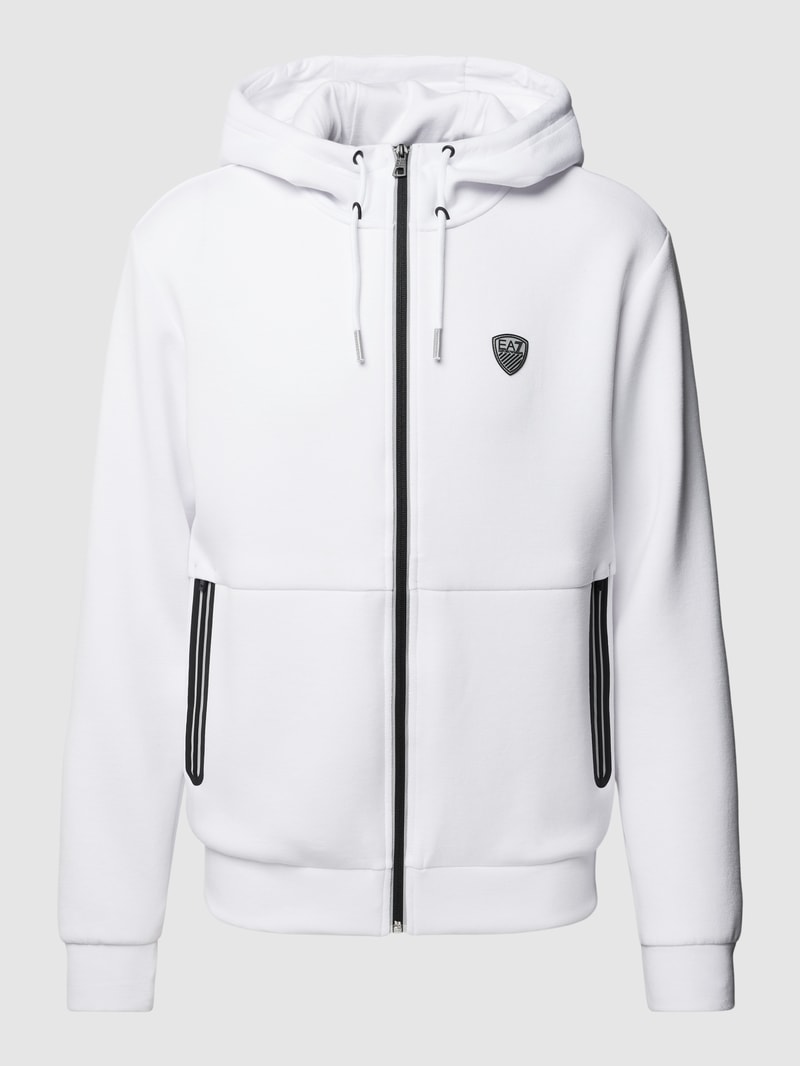Sweatjacke mit Kontrastpaspeln in weiß