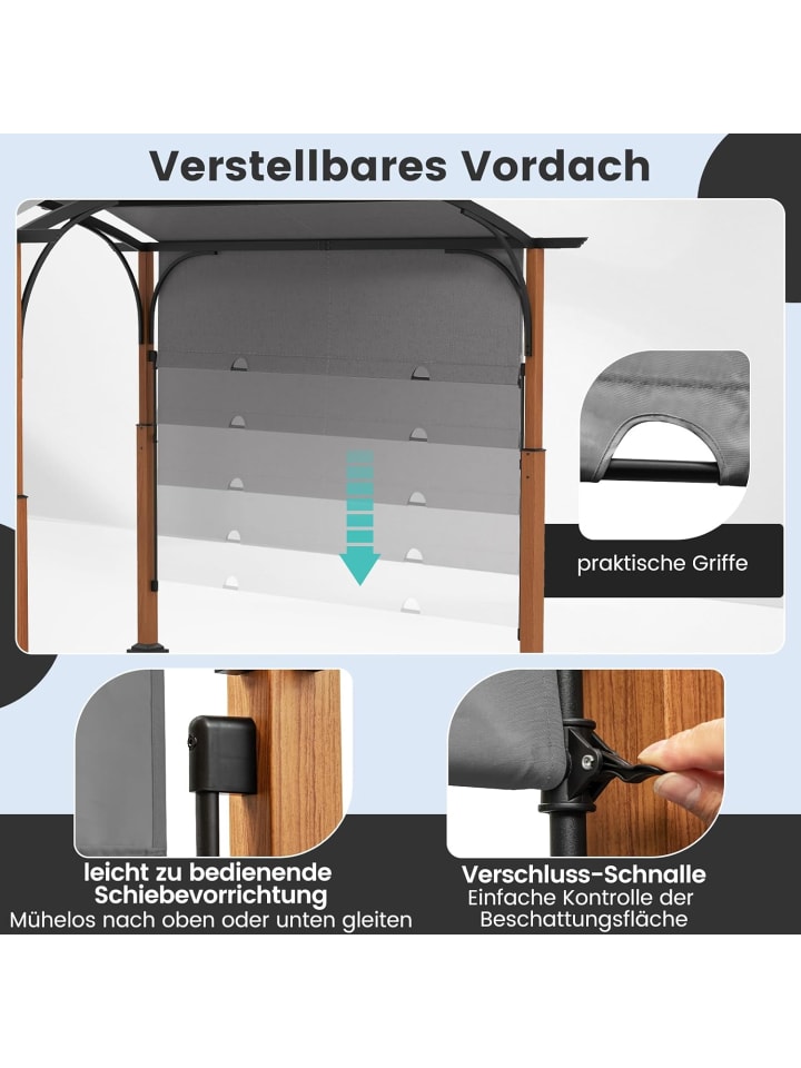 COSTWAY Pergola mit ausziehbarem Dach 3,6x3m in Grau günstig kaufen onesize