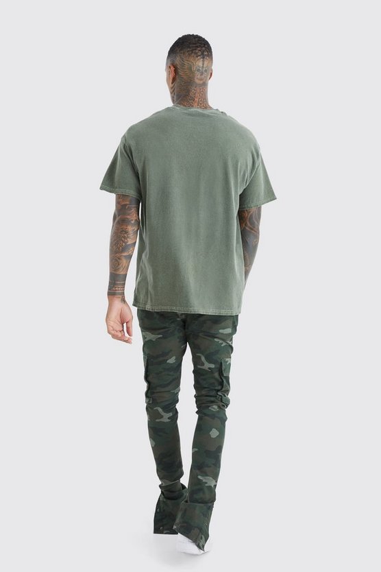 Skinny Camouflage Cargo-Hose mit Druckknöpfen