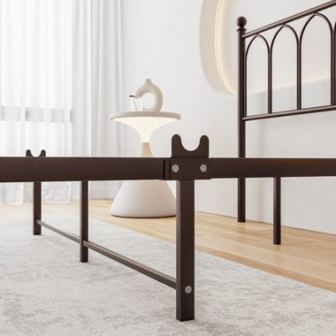 REDOM Metallbett Einzelbett mit Lattenrost, 120 x 200 cm, Braun