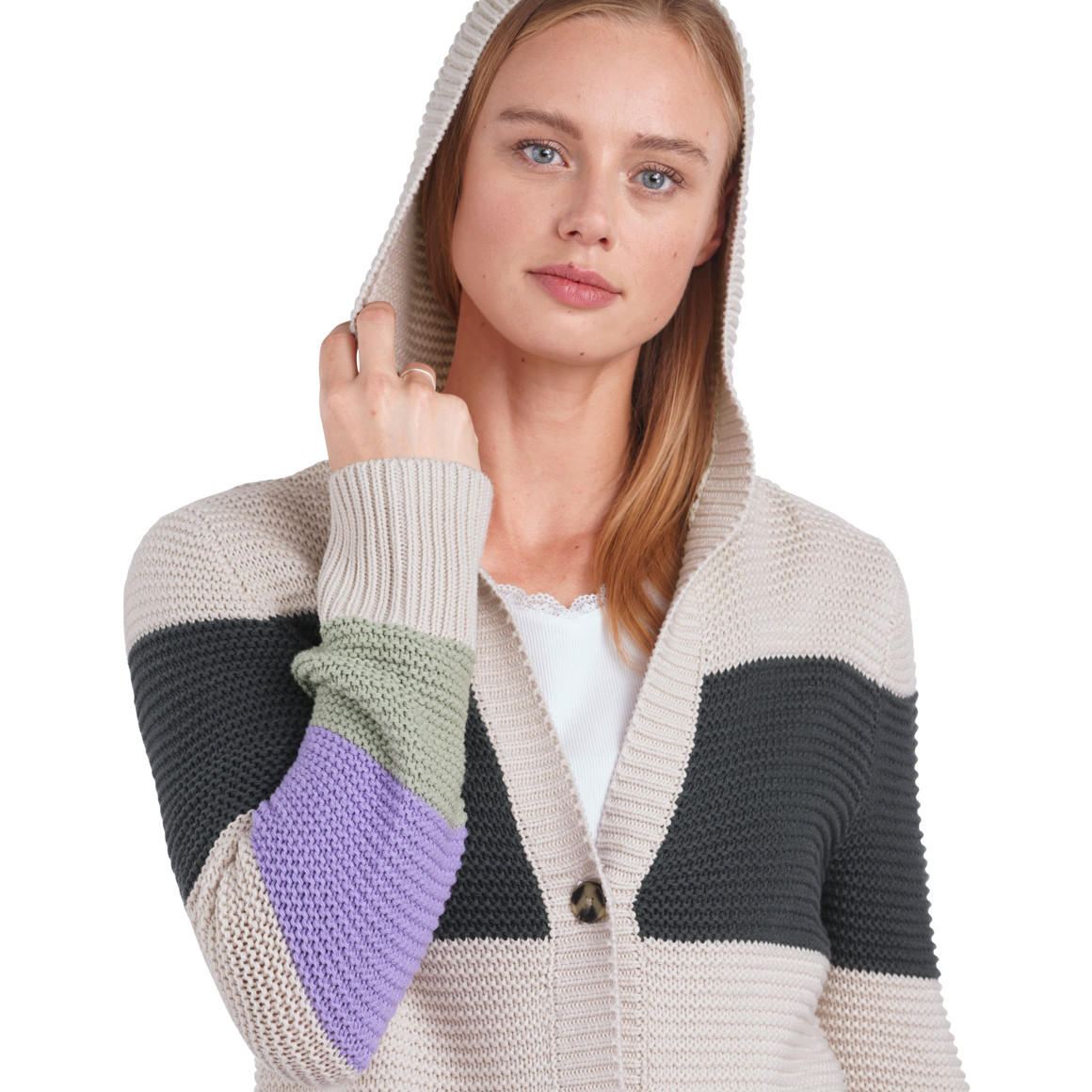 Damen Strickjacke mit Blockstreifen