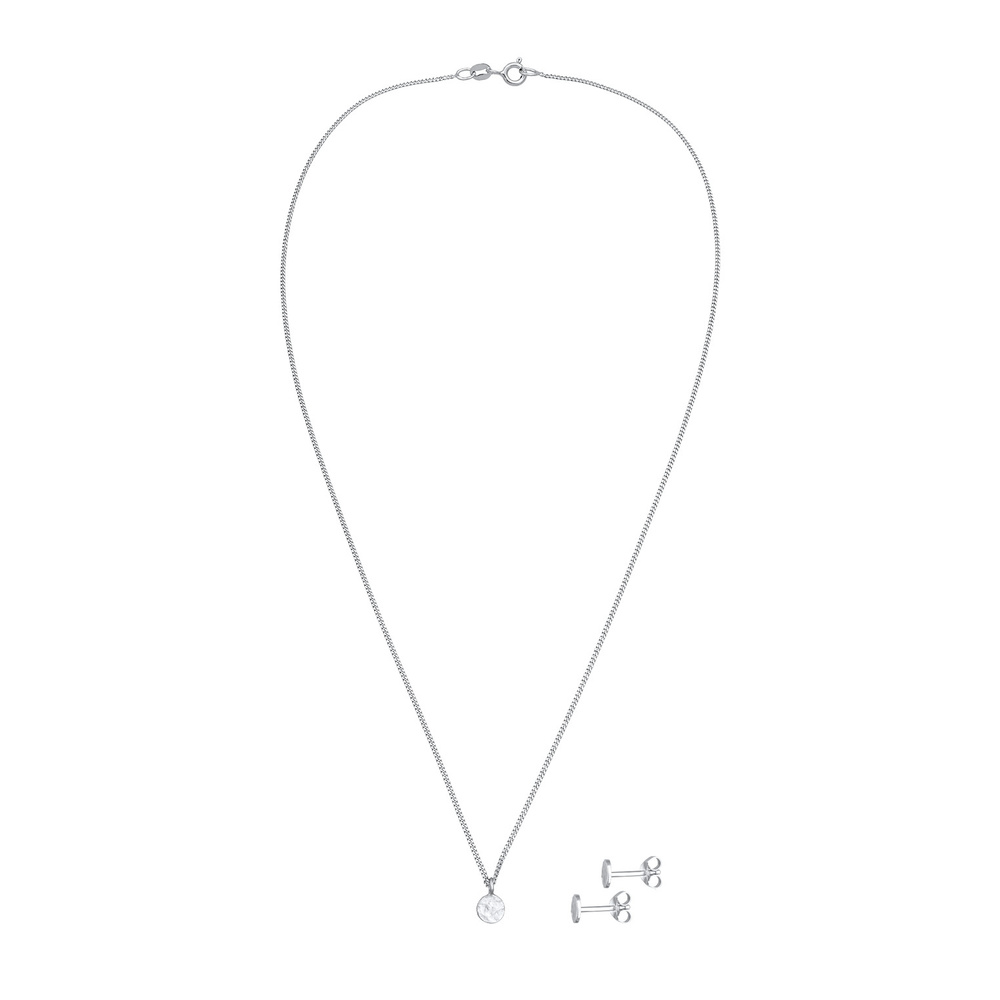 Elli Elli Ensemble de Bijoux Femmes pendentif plaquette set clous d'oreilles en argent Bijoux