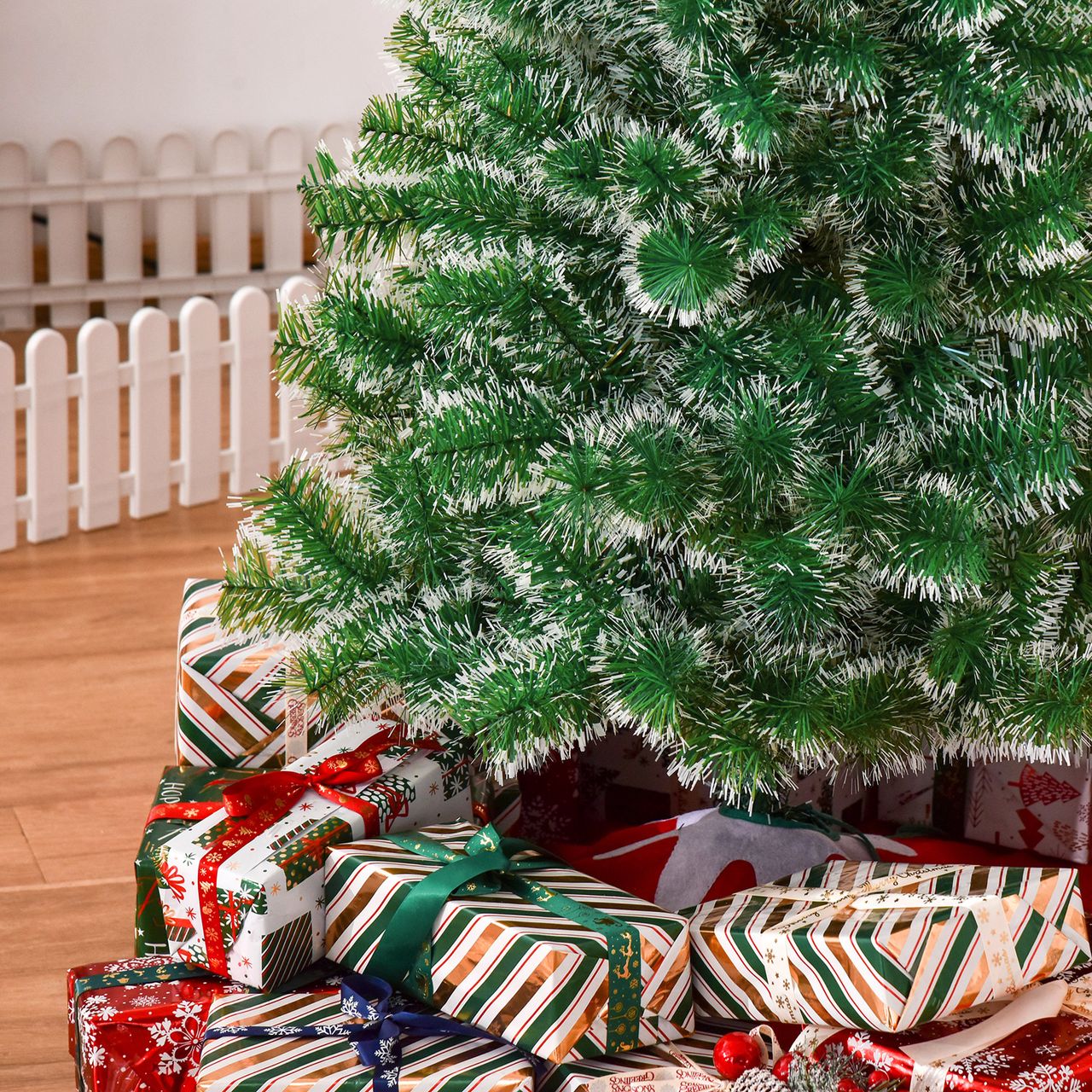 HOMCOM Künstlicher Weihnachtsbaum 1,5 m Christbaum Tannenbaum 416 Äste Metallfuß PET Grün
