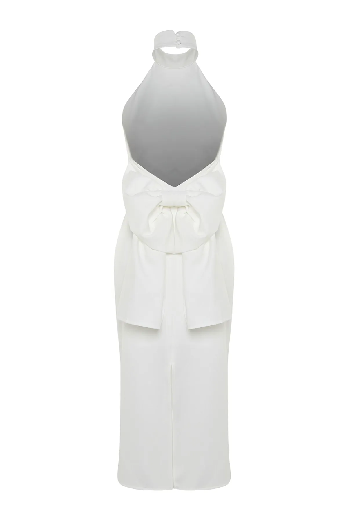 Trendyol Collection  Ecru Tailliertes, gefüttertes, gewebtes Hochzeits-/Hochzeits-Elegantes Abendkleid TPRSS23EL00457
