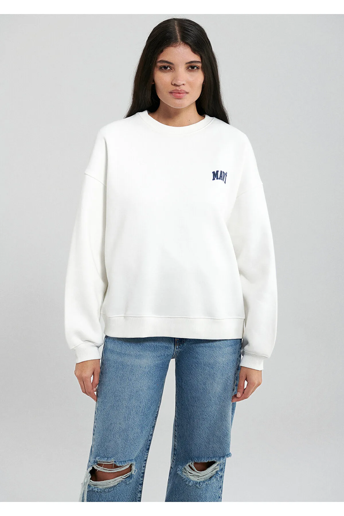 Mavi  Weißes Sweatshirt mit Logo-Print1611600-81964