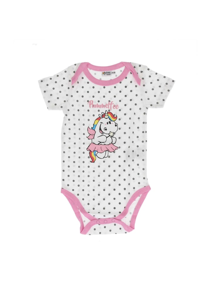 COFI 1453 Pummel Einhorn Baby-Strampler Baby-Outfit kuscheliger Einteiler in Weiß günstig kaufen