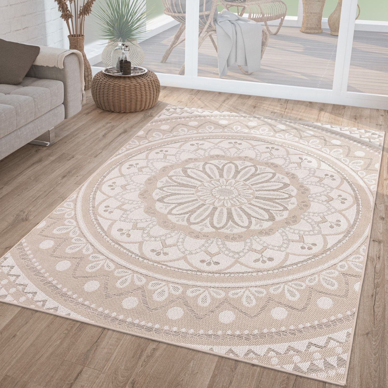 Outdoorteppich In-& Outdoorteppich Wetterfest Garten Orientalisches Marokkanisch, TT Home, rechteckig, Höhe: 4 mm