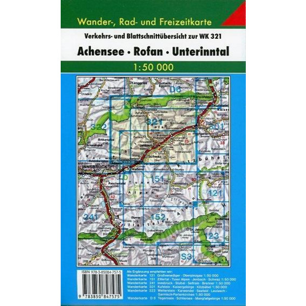 Achensee, Rofan, Unterinntal 1 : 50 000 - Wanderkarte