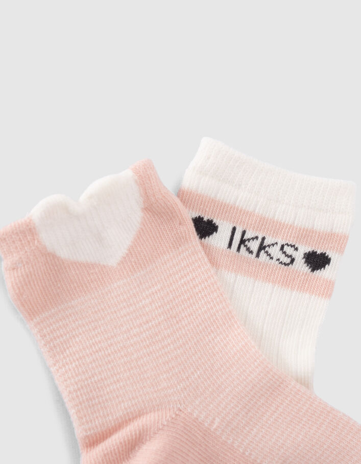 Chaussettes écrues et roses bébé fille