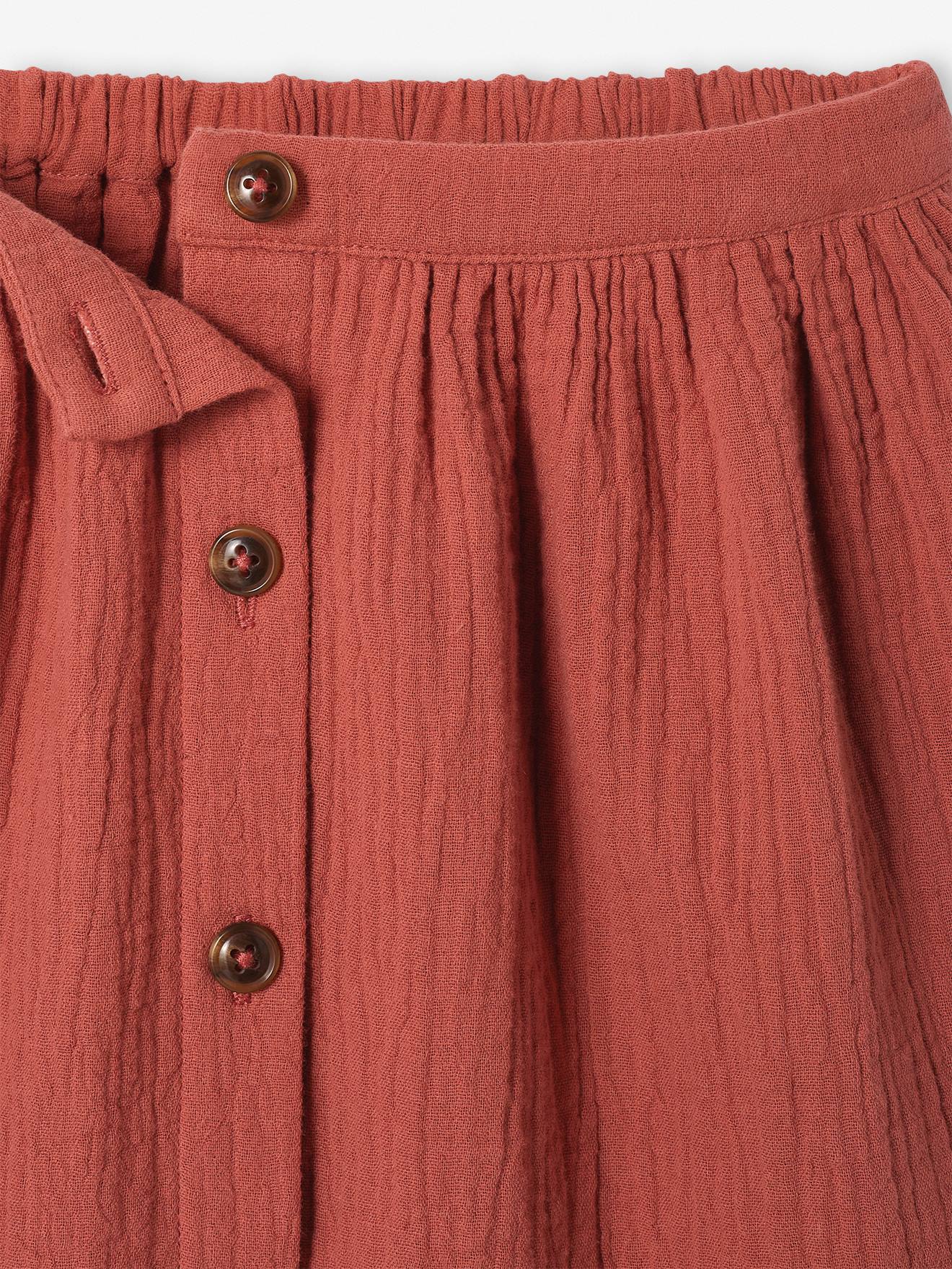 Ensemble tee-shirt et jupe en gaze de coton fille terracotta