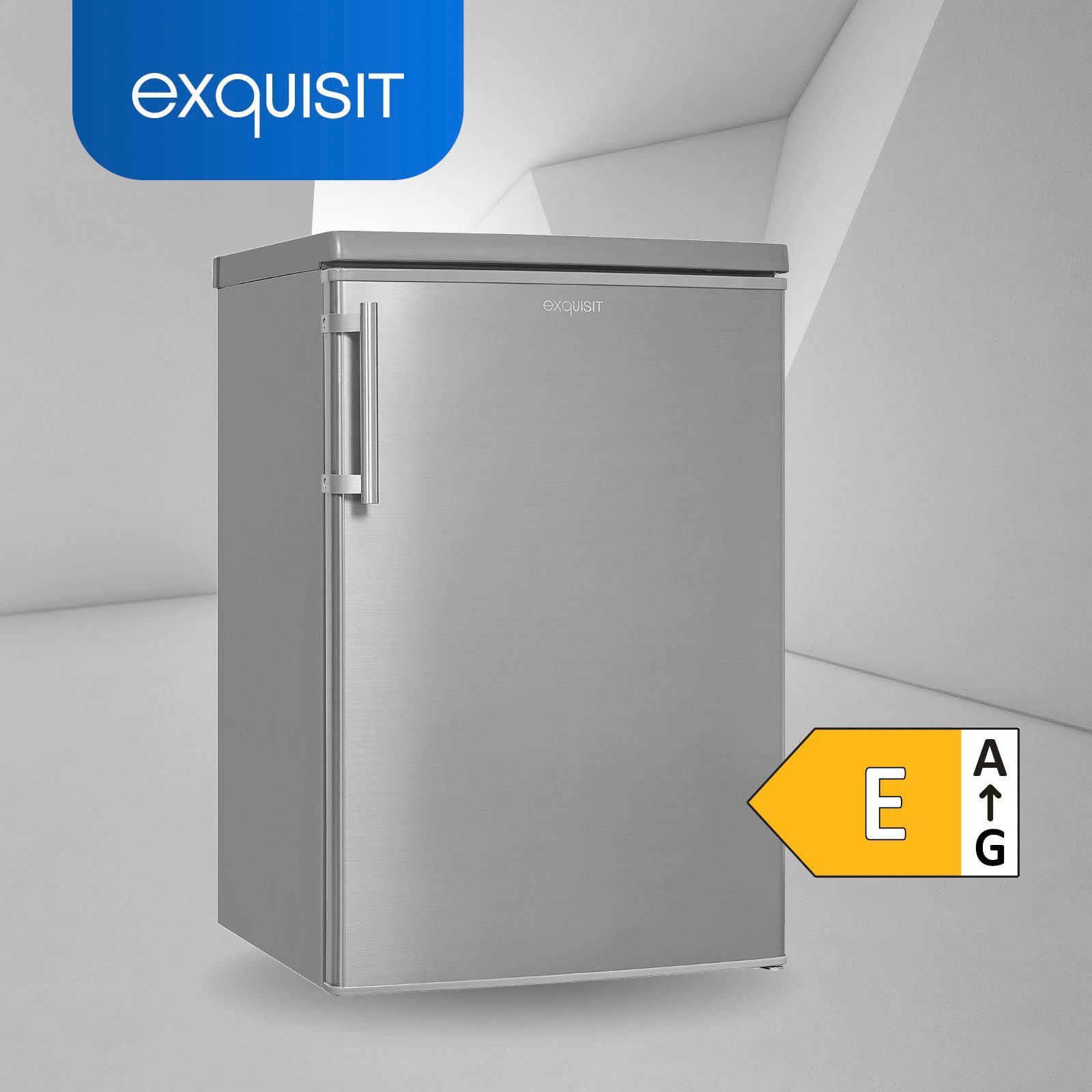 exquisit Kühlschrank KS16-V-H-040E inoxlook, 85,5 cm hoch, 55 cm breit
