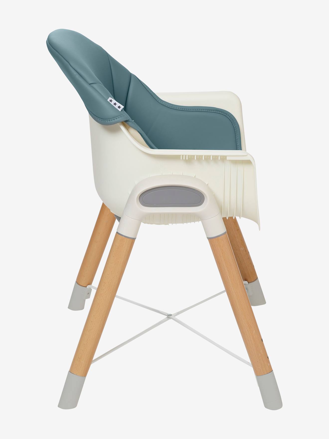 Chaise haute évolutive 2 hauteurs vertbaudet High & Low gris/bois