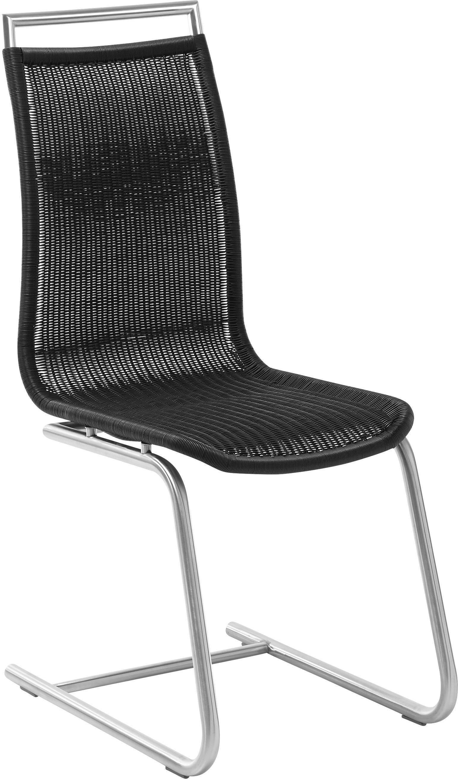 WK WOHNEN Freischwinger WK 7400, Rundrohrgestell in Edelstahloptik, reißfestes Rattan-Geflecht