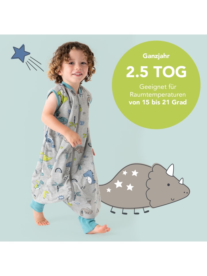 Schlummersack Schlafsack mit Füßen und umklappbaren Bündchen, 2.5 TOG in Anthrazit günstig kaufen