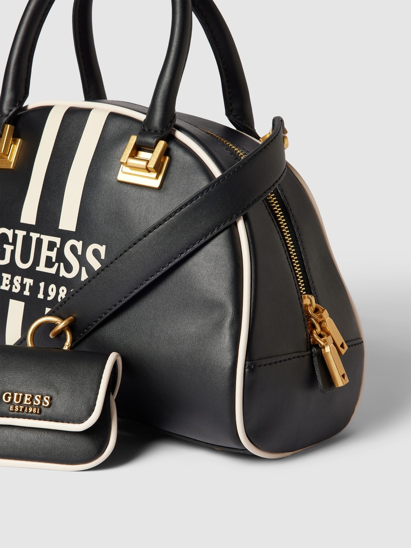 Bowling Bag mit Label-Print Modell 'MILDRED' in schwarz