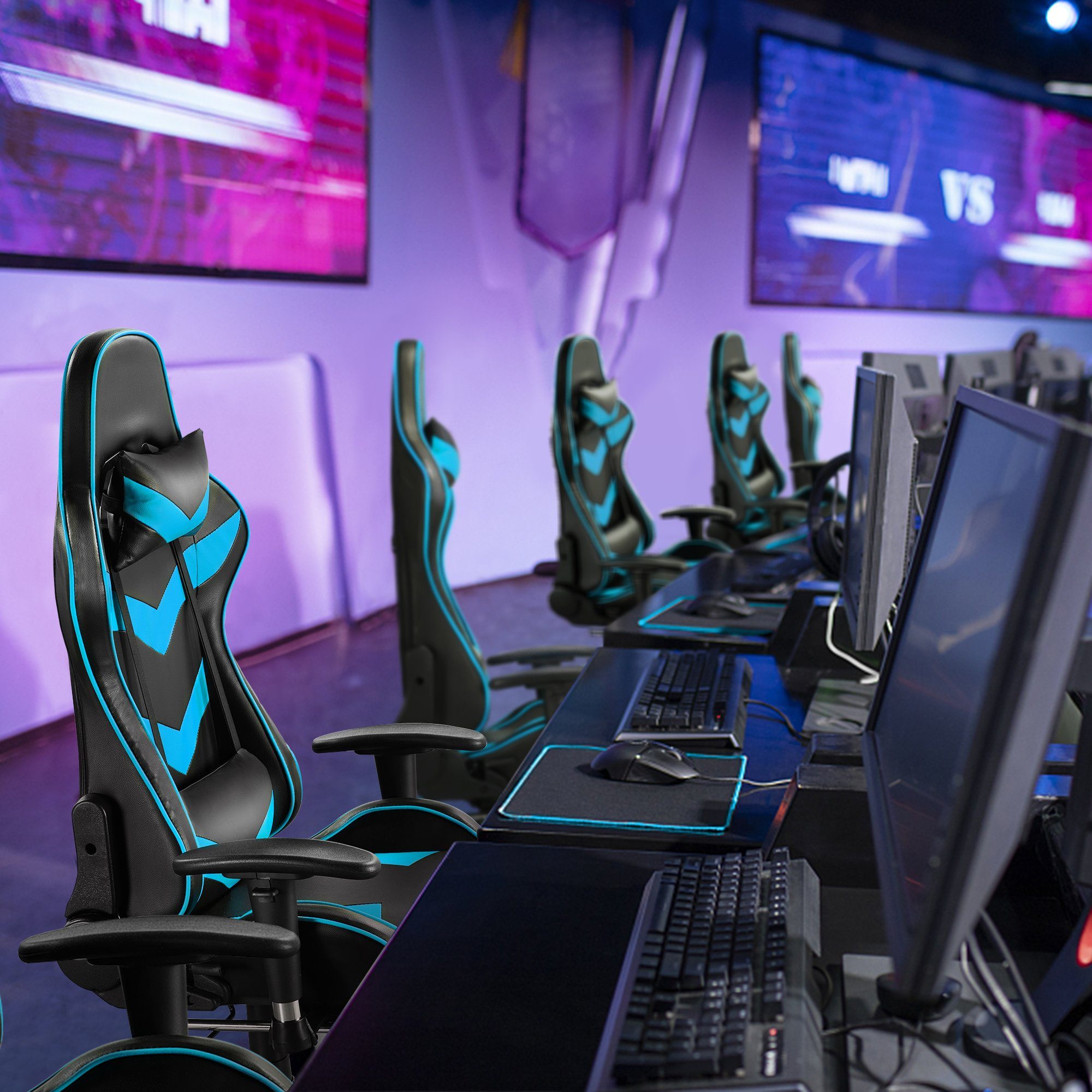 Yaheetech Gaming Chair, Gaming Stuhl mit einstellbaren Armlehnen