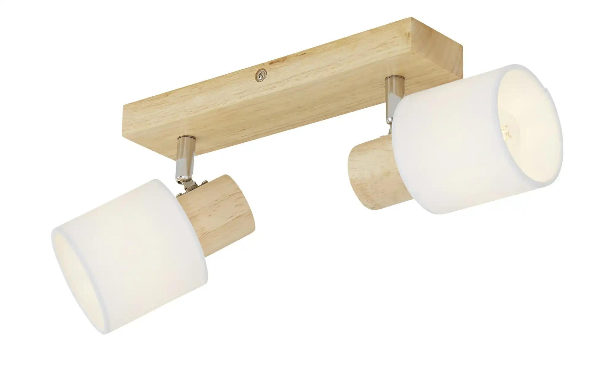 KHG Deckenstrahler, 2-flammig, Holz/ Stoffschirm weiß