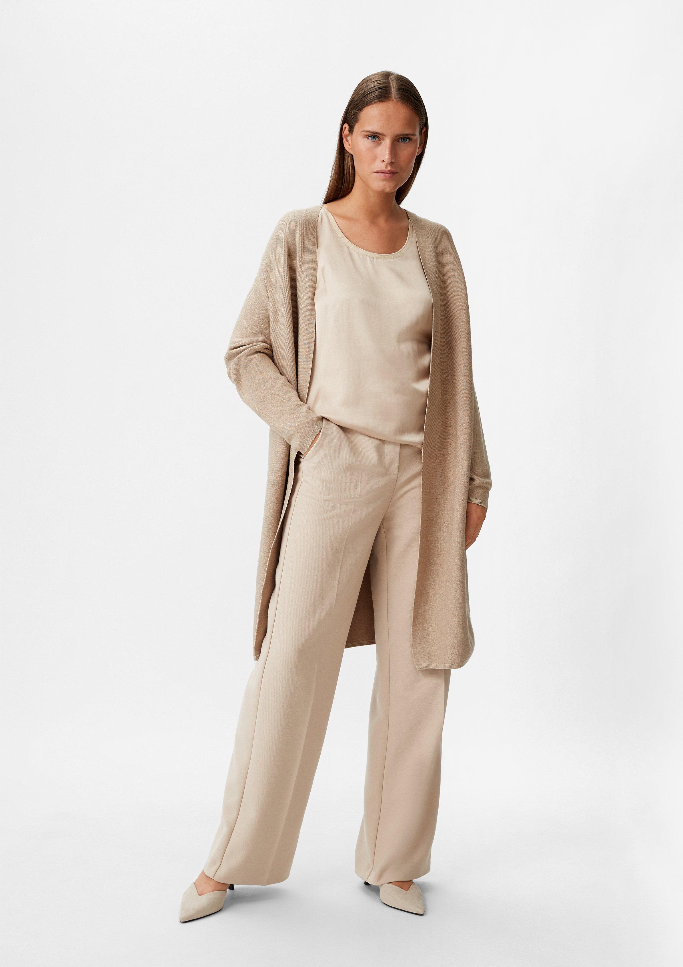 Long-Cardigan aus Viskosemix - beige
