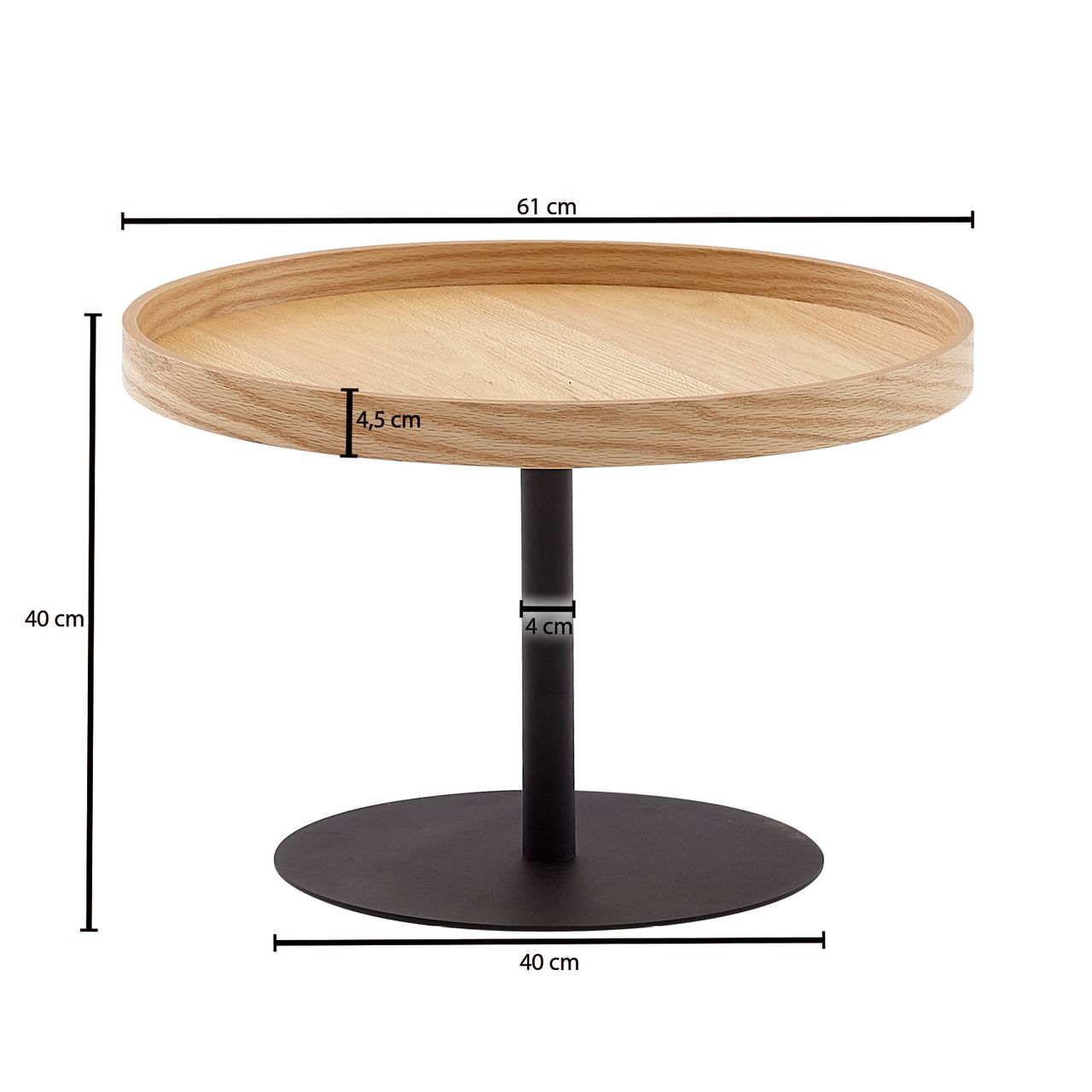 Wohnling Couchtisch 61x61x40 cm Holz / Metall