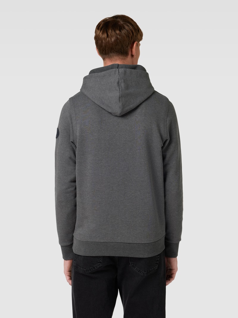 Hoodie mit Label-Detail in dunkelgrau meliert