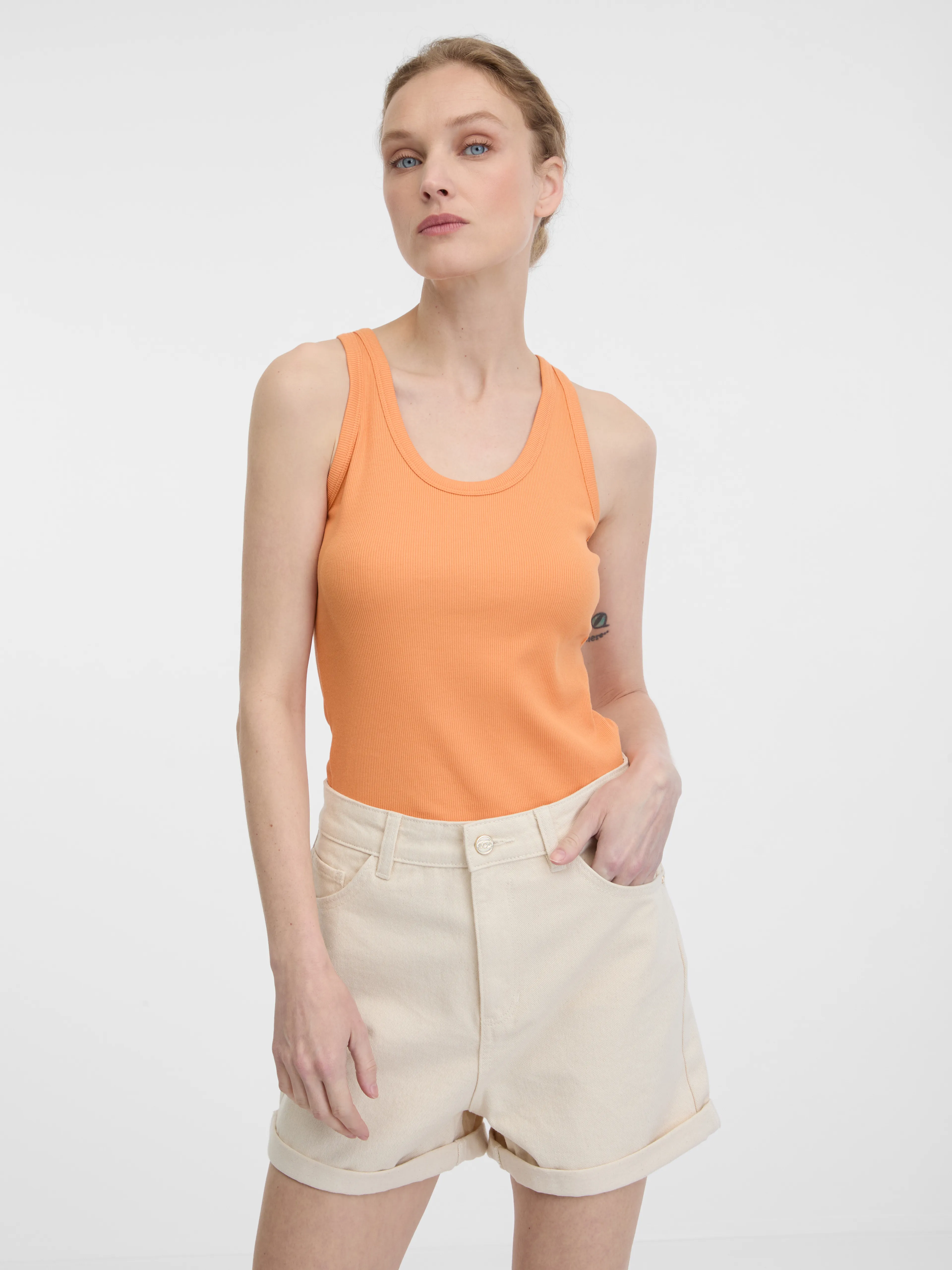 Orangefarbenes Damen-Crop-Tank-Top ORSAY