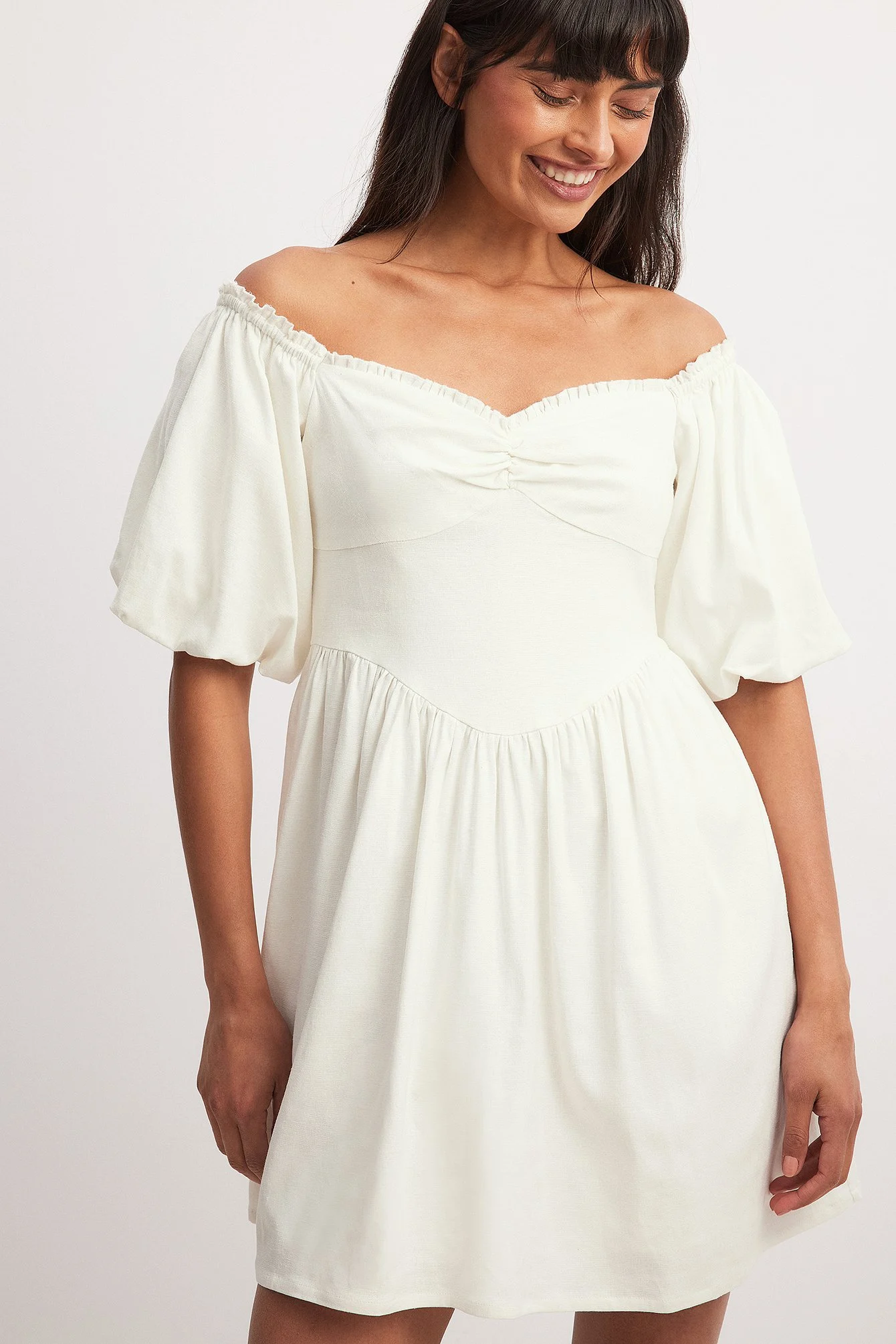 Puff Sleeve Off Shoulder Mini Dress