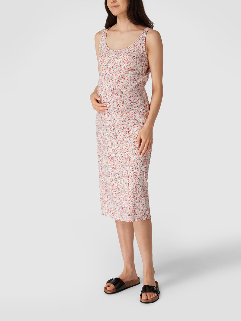 Knielanges Umstands-Kleid mit floralem Allover-Muster in pink
