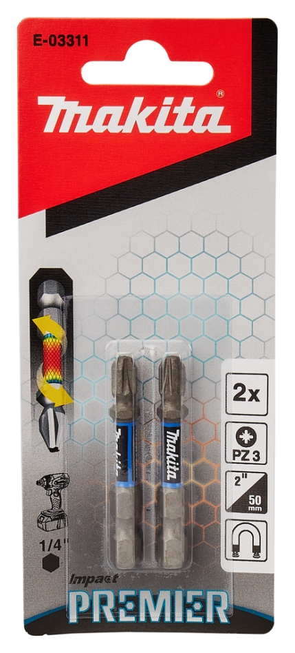 Makita pribor E-03311 Bit za udarni odvijač PZ3x50mm XTT Impact Premier, 2 komada