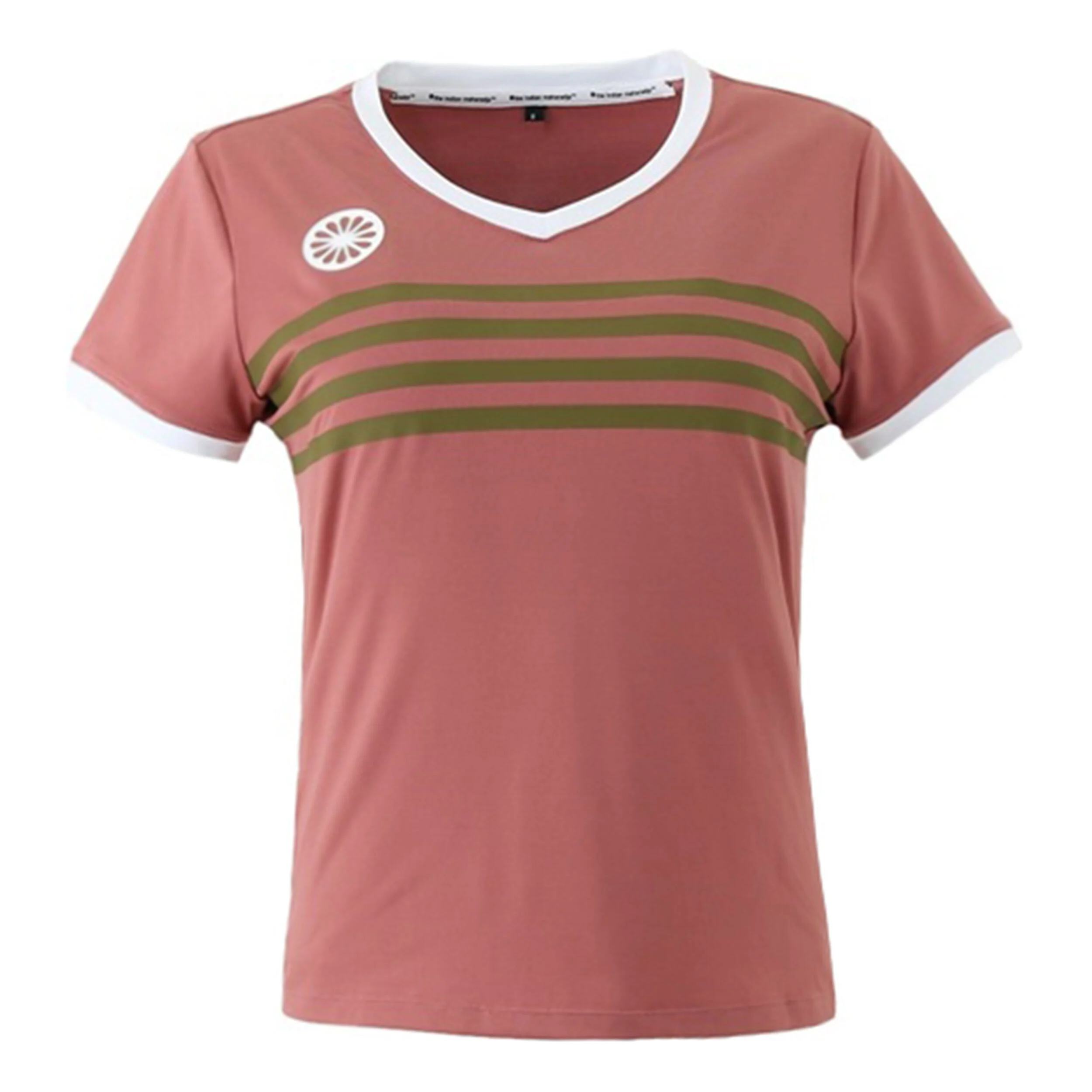 Kadiri Striped V-Neck T-Shirt Damen - Rosa