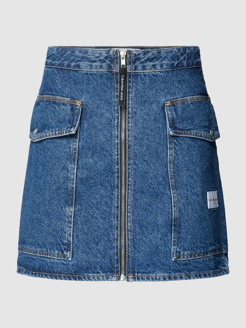 Jeansrock mit Label-Patch in jeans