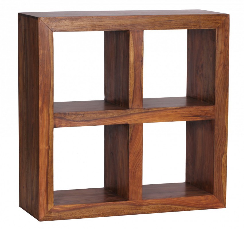 Wohnling Sheesham Standregal Massiv 82 cm mit 4 Böden Massivholz