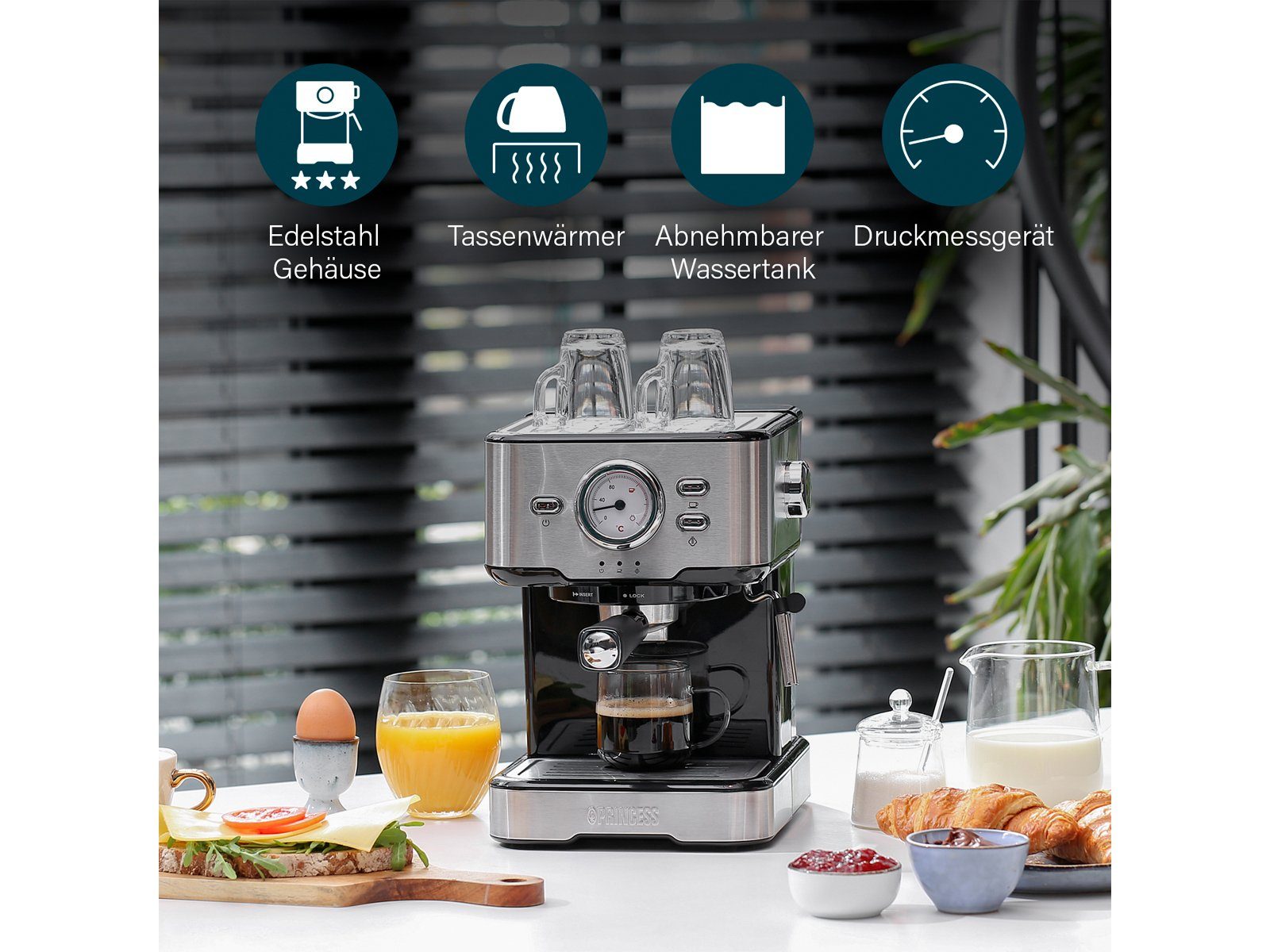 Setpoint Siebträgermaschine, italienische Siebdruck Kaffee & ESE Espresso-Maschine & Milchkännchen