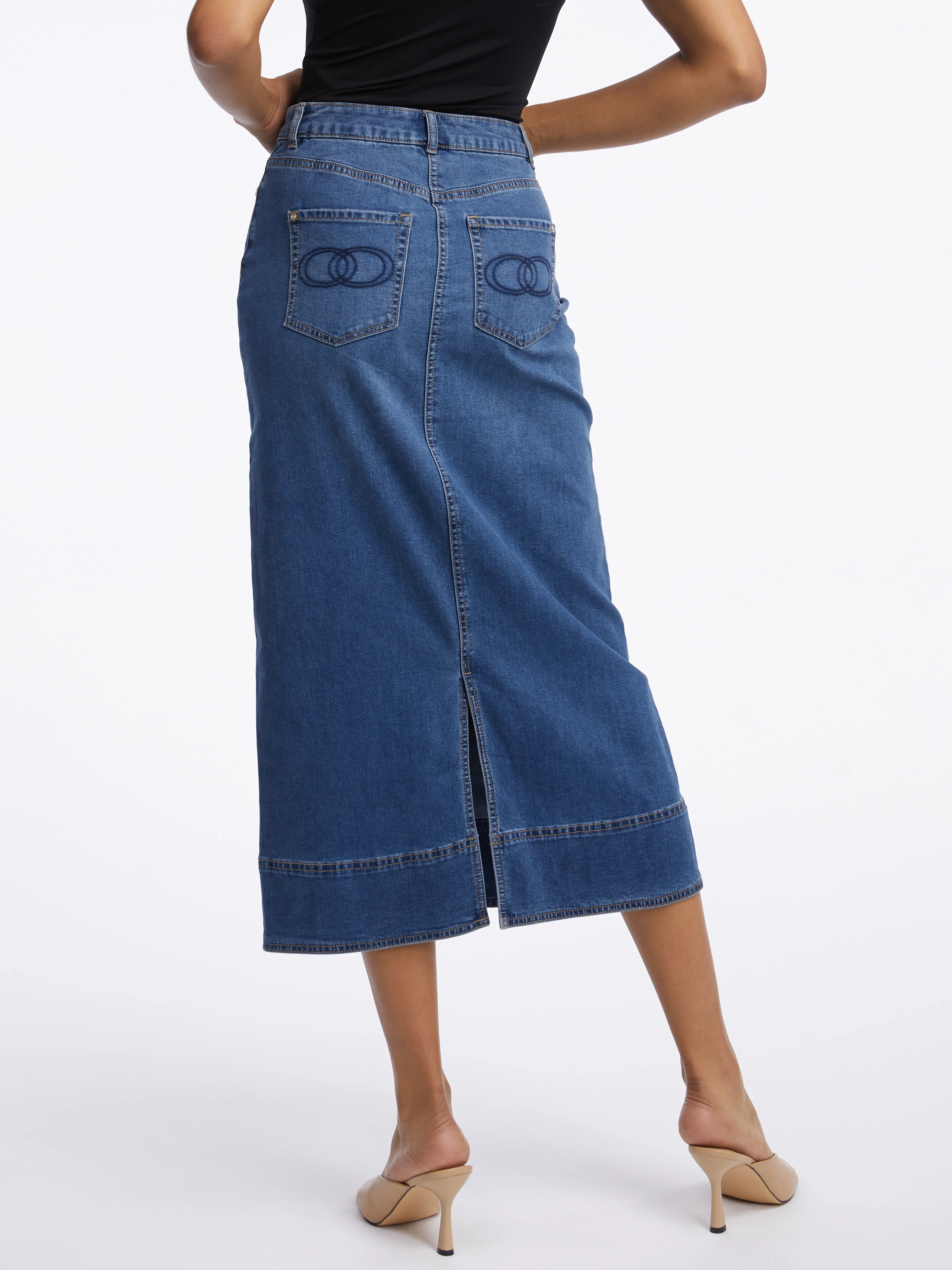 Dunkelblauer Maxirock aus Denim Damen ORSAY