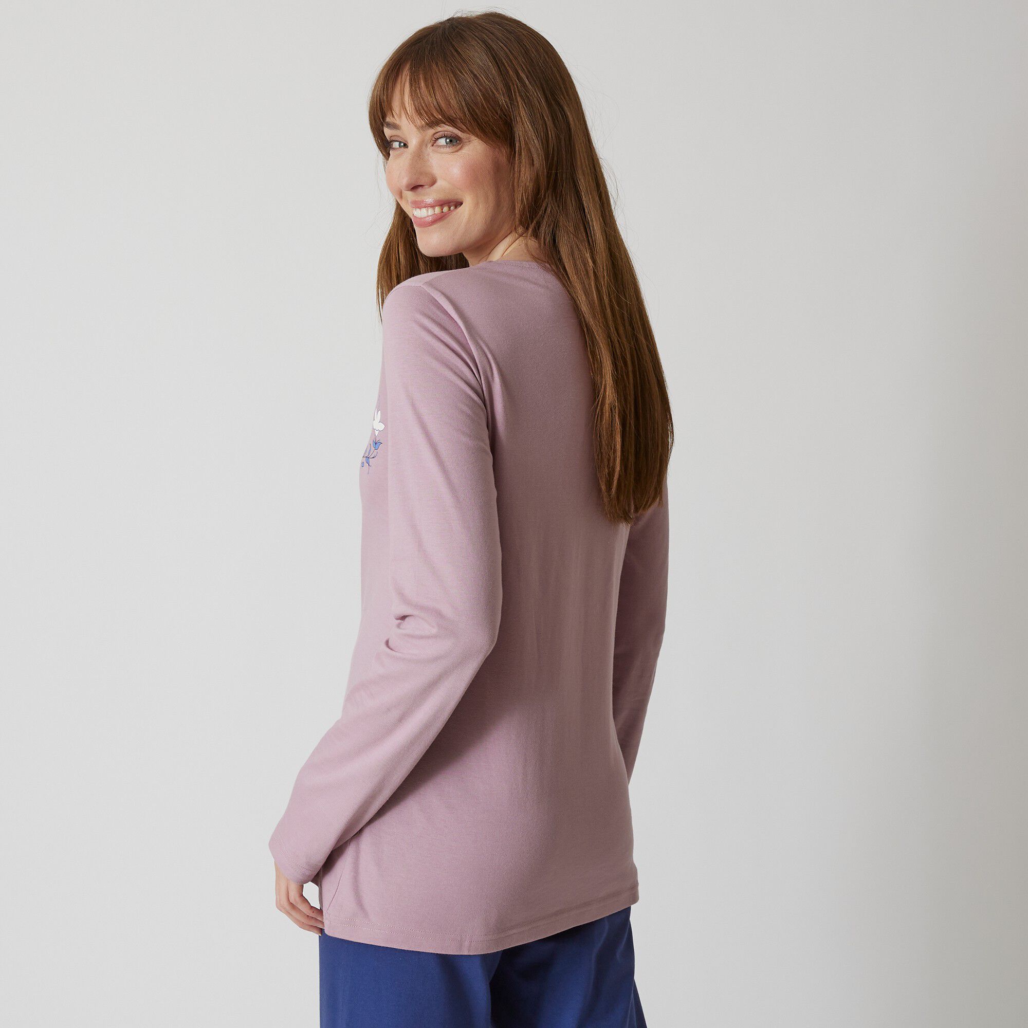 T-shirt pyjama manches longues motif floral imprimé