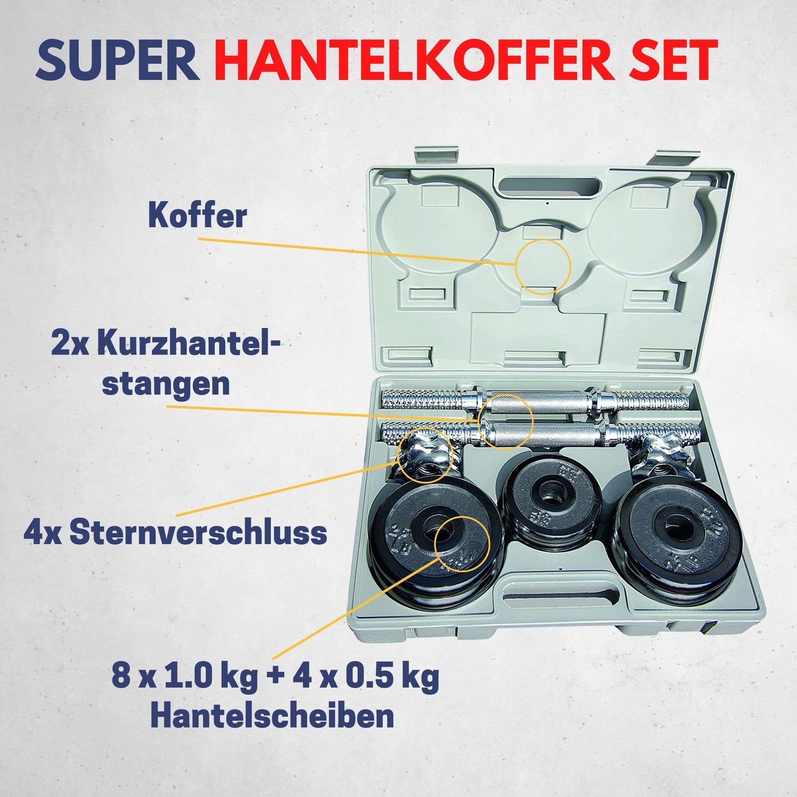 Best Sporting Hantel-Set 2er Hantelset Kurzhantel Hantelkoffer Set 15 kg aus Gusseisen mit Stellringen, Hanteln verstellbar für Männer und Frauen - Für Dein Workout mit Dumbbells - Adjustable Dumbbell Set
