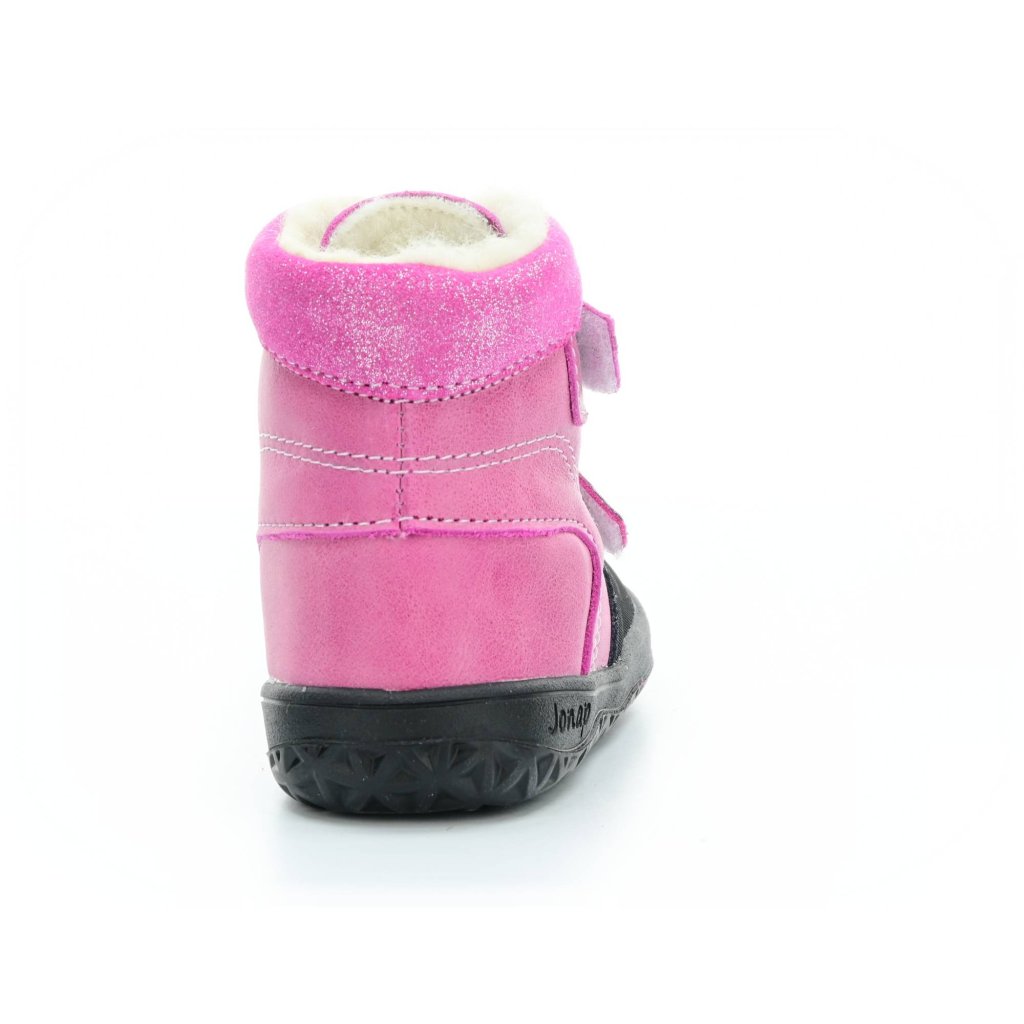 Jonap Falco Winter SLIM rosa mit Wolle gefütterte Barfuß-Stiefeletten