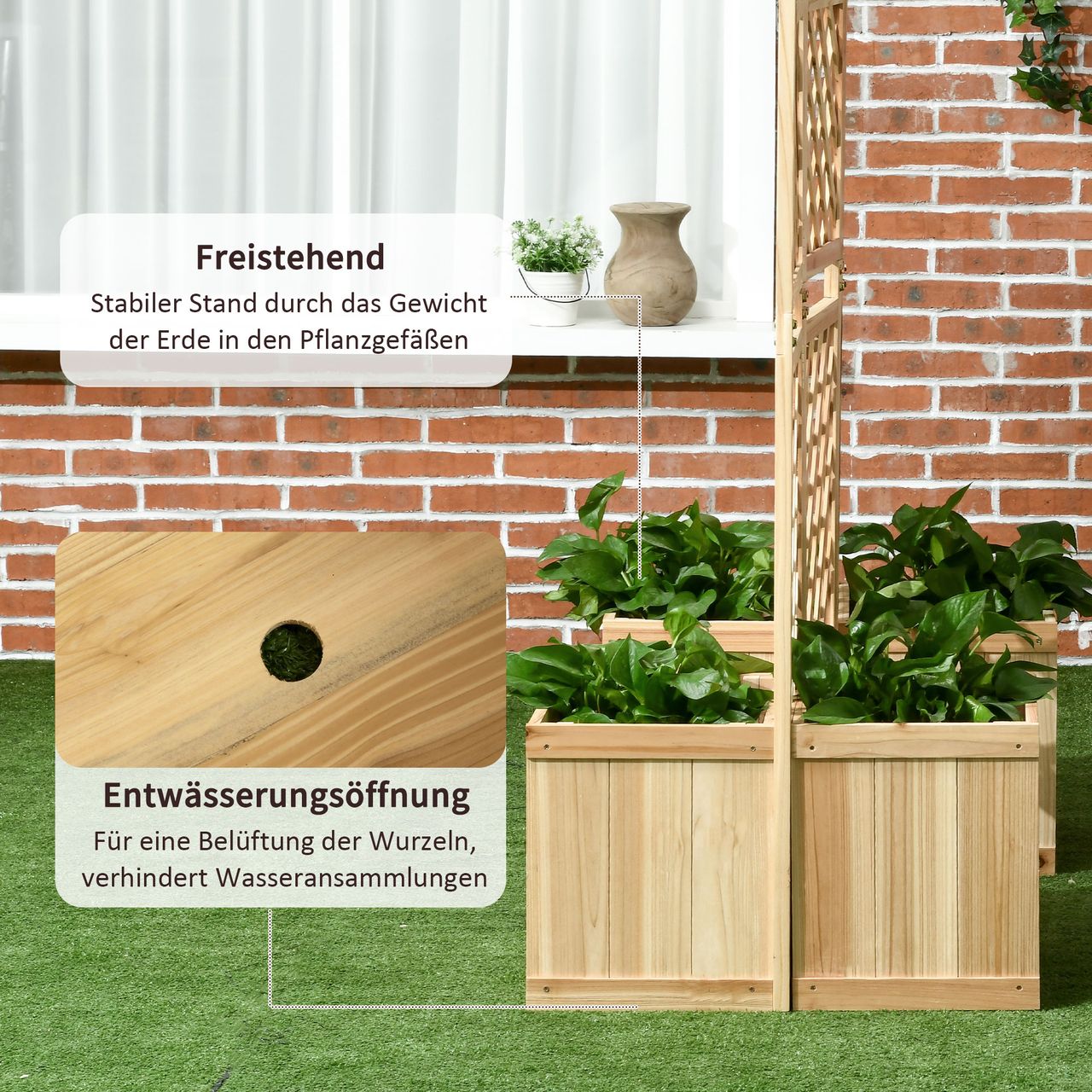 Outsunny Hochbeet mit Klappbarem Spalier, Pflanzkasten mit Sichtschutz