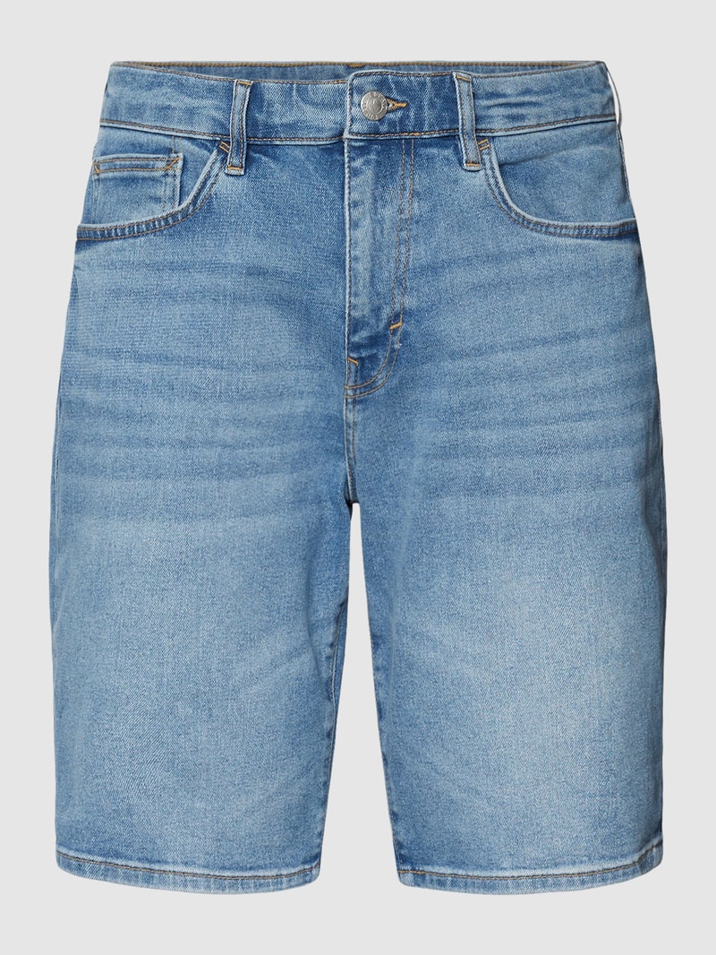 Slim Fit Jeansshorts mit Kontrastnähten in royalblau meliert