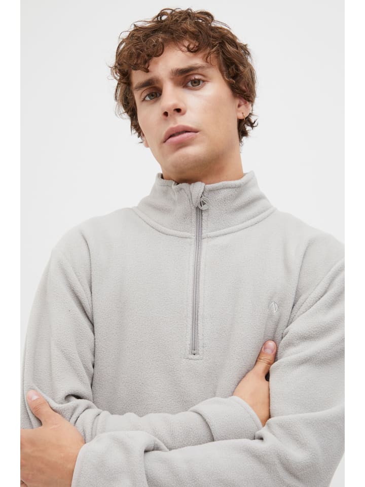 North Bend Troyer NBCotas M 233866MMM Atmungsaktiver Fleecepullover mit Troyer Kragen in Grau günstig kaufen