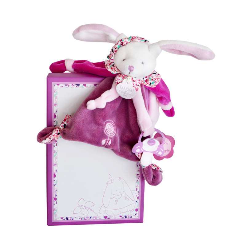 Doudou attache sucette Cerise Lapine Doudou et Compagnie