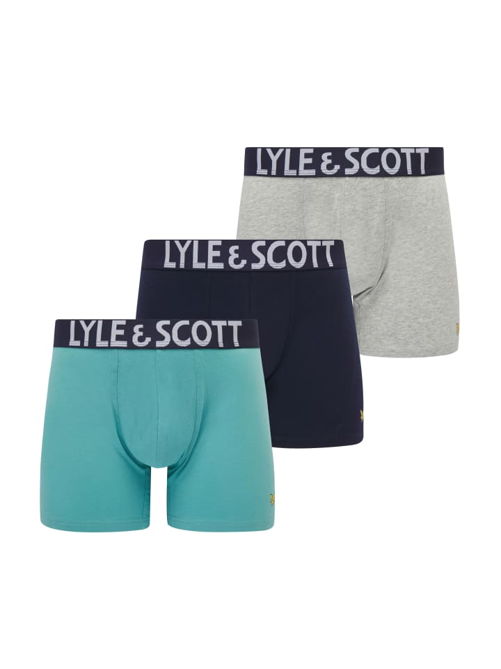 Lyle & Scott Trunks 3-Er Set in Türkis/Meliertes Hellgrau/Dunkelblau günstig kaufen