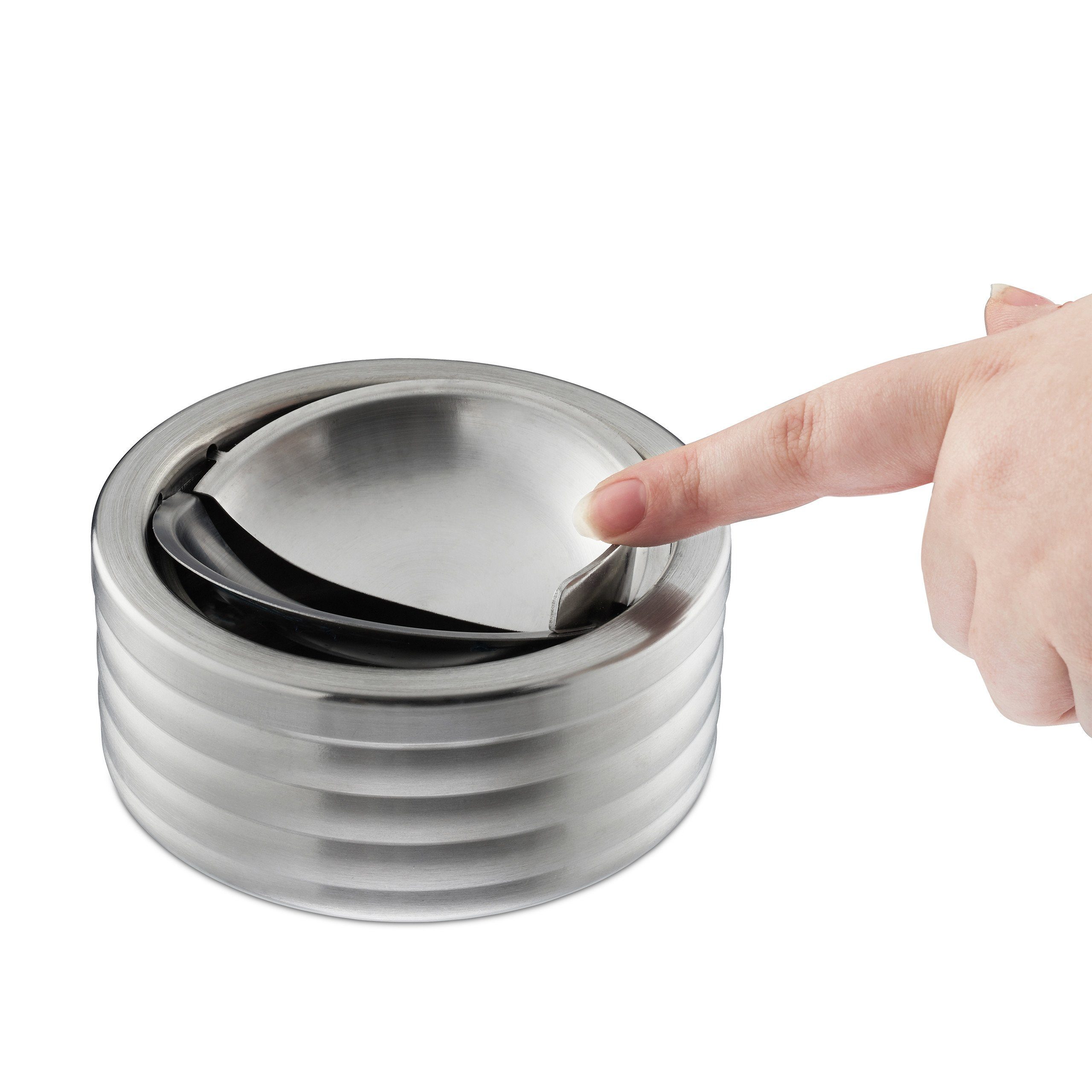 relaxdays Aschenbecher 2 x Windaschenbecher mit Deckel
